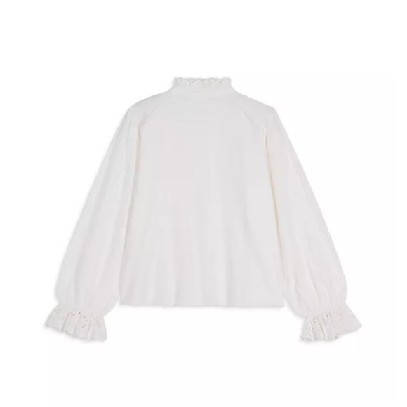 ba&sh Women’s Feely‎ Eyelet Ruffle Trim White Shirt Cottage-core Romantic Small - Picture 5 of 10